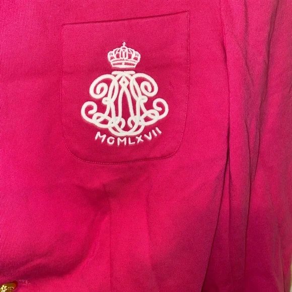 SOLD! Ralph Lauren Sport Jersey Pink Crown Crest Blazer Size 10 - Picture 9 of 9
